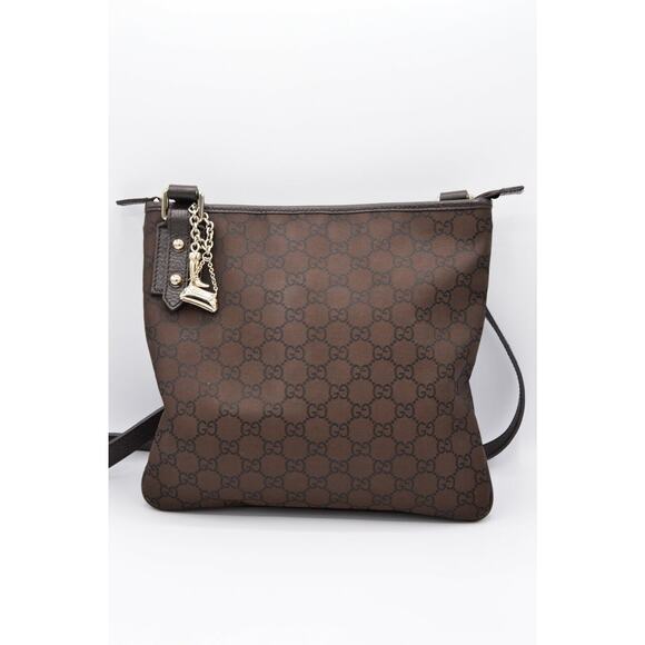 Gucci Monogram Jolicouer Charm Messenger Crossbody Purse Authentic Dark Brown - Picture 1 of 11